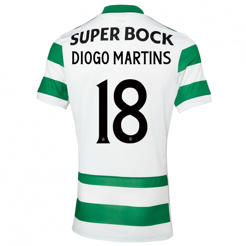Danxen Męski Diogo Martins #18 Zielono-Biały Domowa Koszulka 2025/26 Koszulki Klubowe