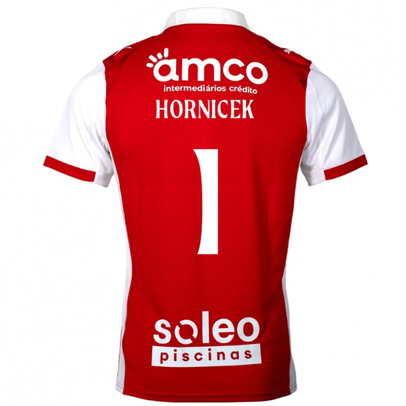 Danxen Męski Lukas Hornicek #1 Czerwono-Biały Domowa Koszulka 2025/26 Koszulki Klubowe