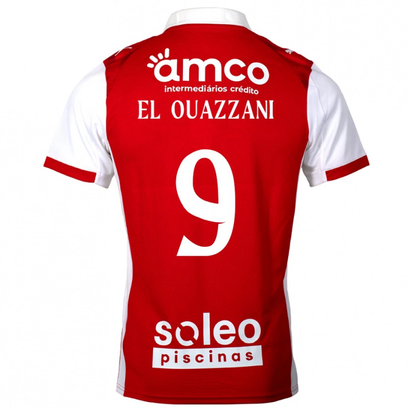 Danxen Męski Amine El Ouazzani #9 Czerwono-Biały Domowa Koszulka 2025/26 Koszulki Klubowe