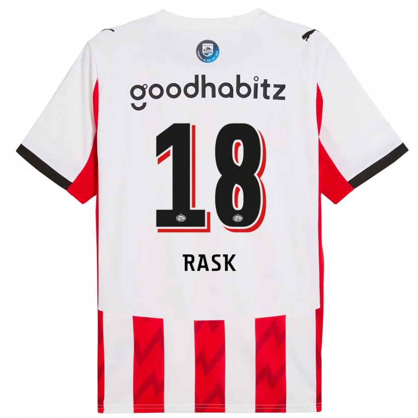 Danxen Męski Caroline Rask #18 Czerwono-Biały Domowa Koszulka 2025/26 Koszulki Klubowe