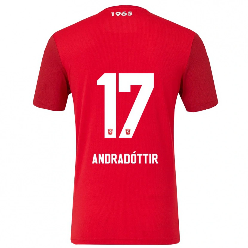 Danxen Męski Amanda Andradóttir #17 Czerwono-Biały Domowa Koszulka 2025/26 Koszulki Klubowe