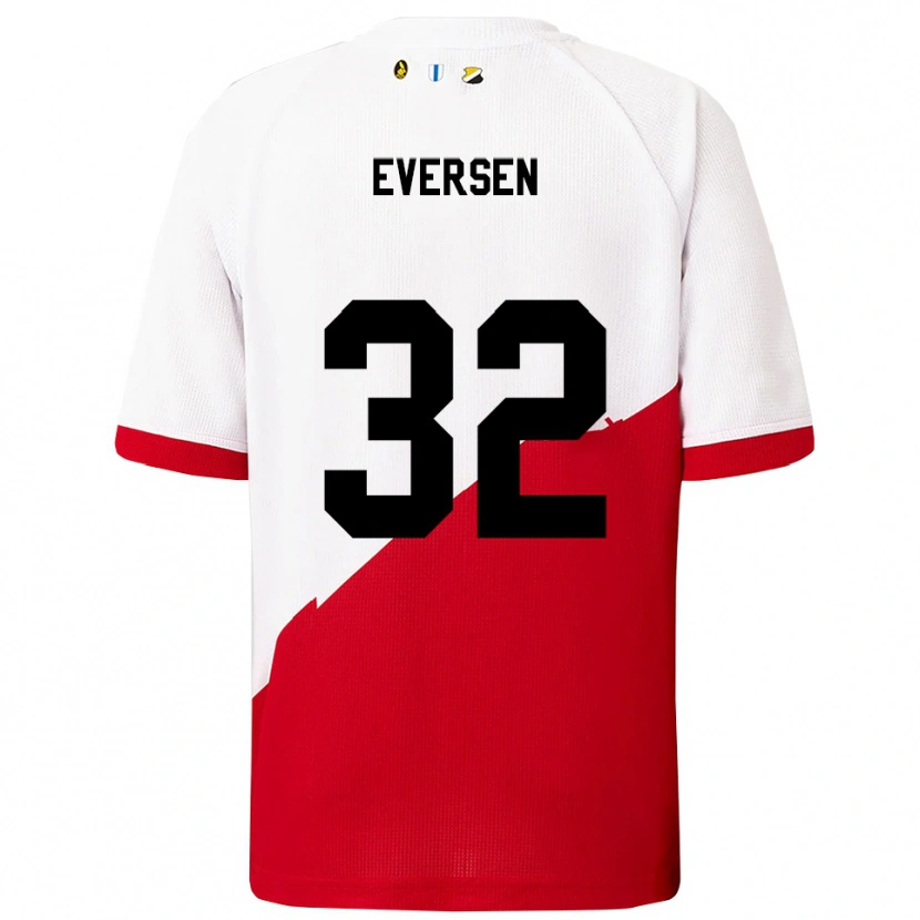 Danxen Męski Justin Eversen #32 Biało-Czerwony Domowa Koszulka 2025/26 Koszulki Klubowe