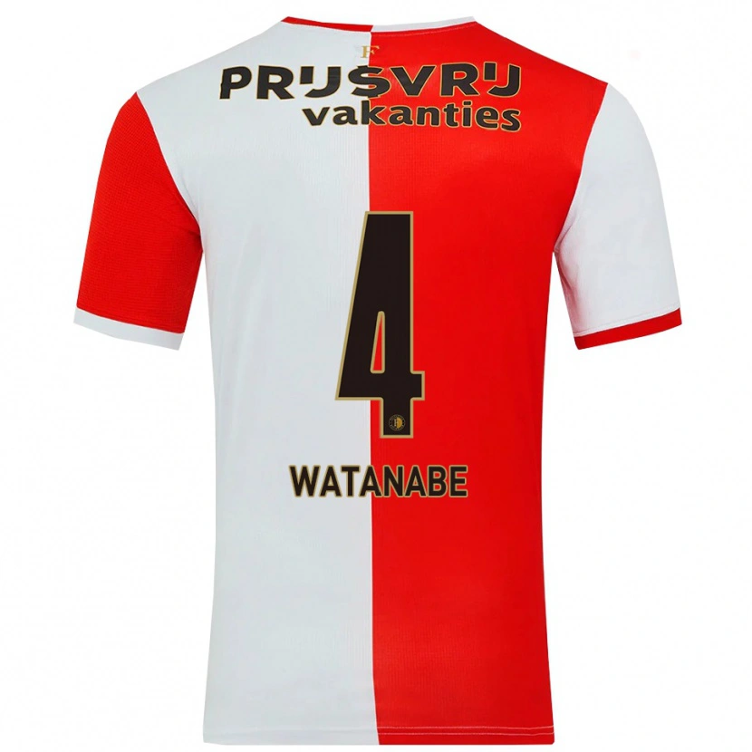 Danxen Męski Tsuyoshi Watanabe #4 Czerwono-Biały Domowa Koszulka 2025/26 Koszulki Klubowe