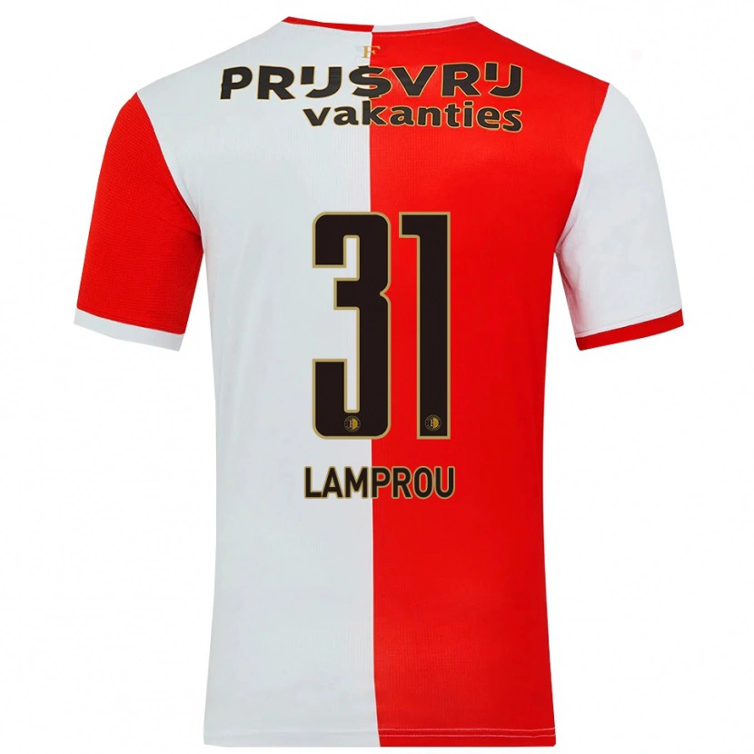 Danxen Męski Kostas Lamprou #31 Czerwono-Biały Domowa Koszulka 2025/26 Koszulki Klubowe