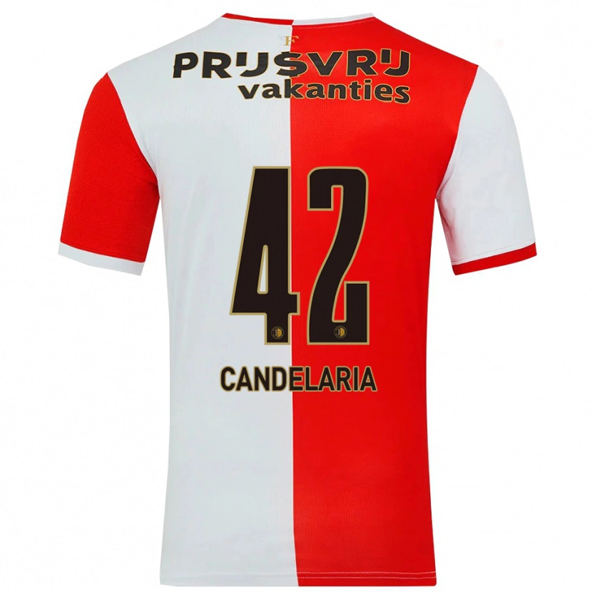 Danxen Męski Jayden Candelaria #42 Czerwono-Biały Domowa Koszulka 2025/26 Koszulki Klubowe