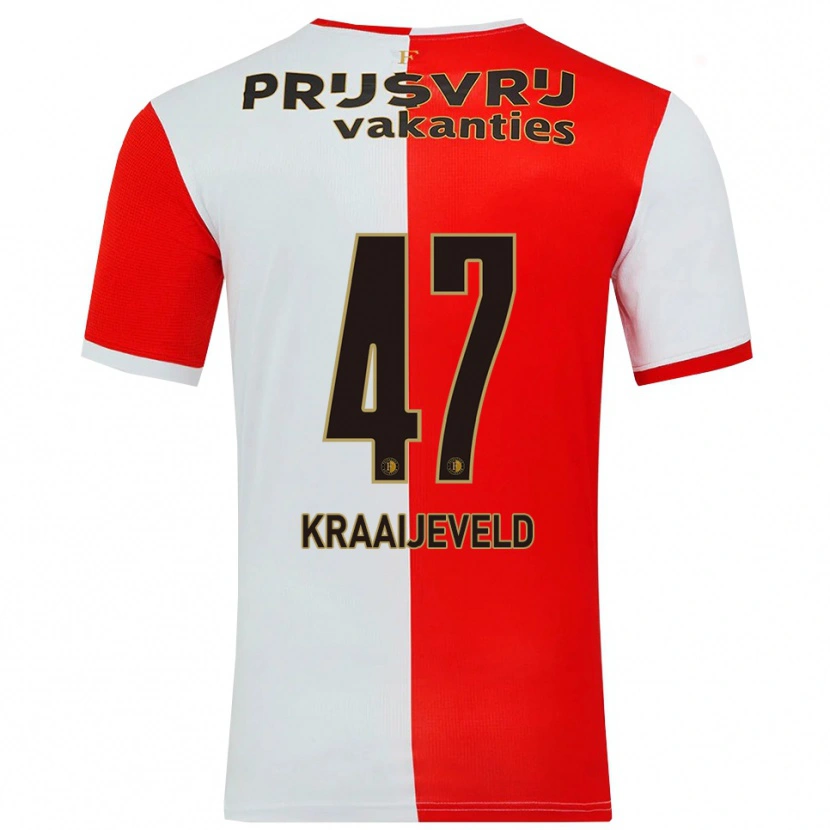Danxen Męski Thijs Kraaijeveld #47 Czerwono-Biały Domowa Koszulka 2025/26 Koszulki Klubowe