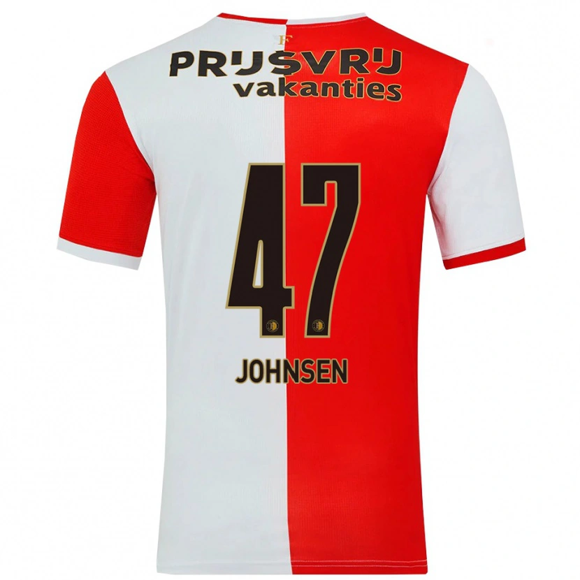 Danxen Męski Mikael Torset Johnsen #47 Czerwono-Biały Domowa Koszulka 2025/26 Koszulki Klubowe