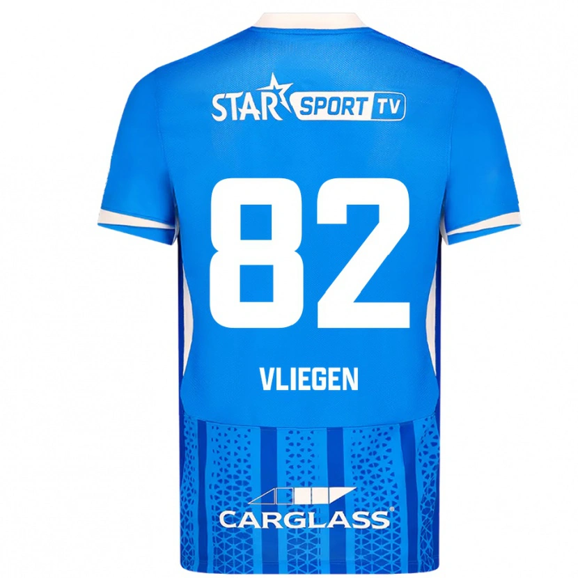 Danxen Męski Olivier Vliegen #82 Niebiesko-Biały Domowa Koszulka 2025/26 Koszulki Klubowe
