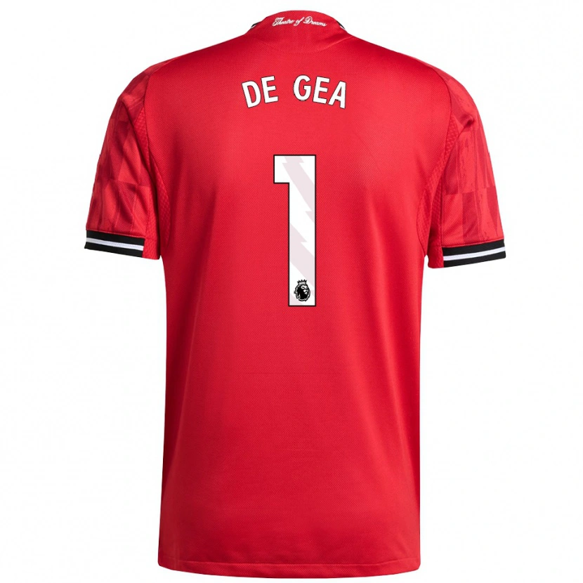 Danxen Męski David De Gea #1 Czerwono-Czarno-Biały Domowa Koszulka 2025/26 Koszulki Klubowe