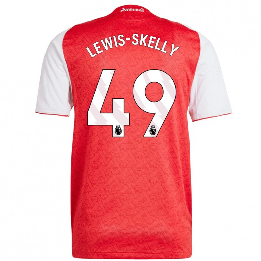 Danxen Męski Myles Lewis-Skelly #49 Czerwono-Biały Domowa Koszulka 2025/26 Koszulki Klubowe