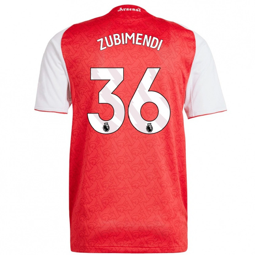 Danxen Męski Martín Zubimendi #36 Czerwono-Biały Domowa Koszulka 2025/26 Koszulki Klubowe