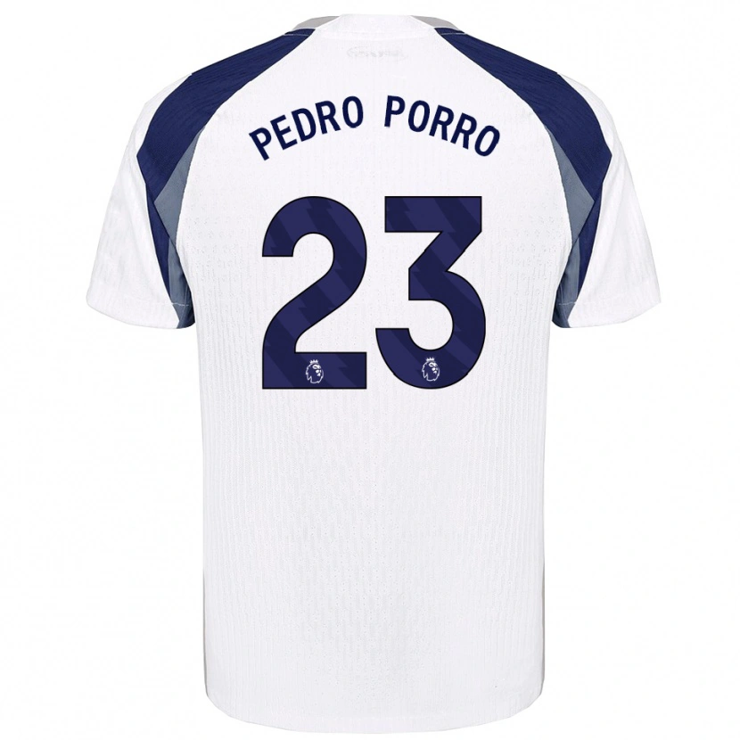 Danxen Męski Pedro Porro #23 Biało-Granatowy Domowa Koszulka 2025/26 Koszulki Klubowe