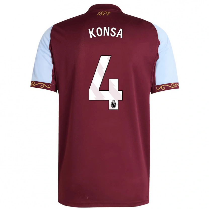 Danxen Męski Ezri Konsa #4 Burgundowo-Błękitny Domowa Koszulka 2025/26 Koszulki Klubowe