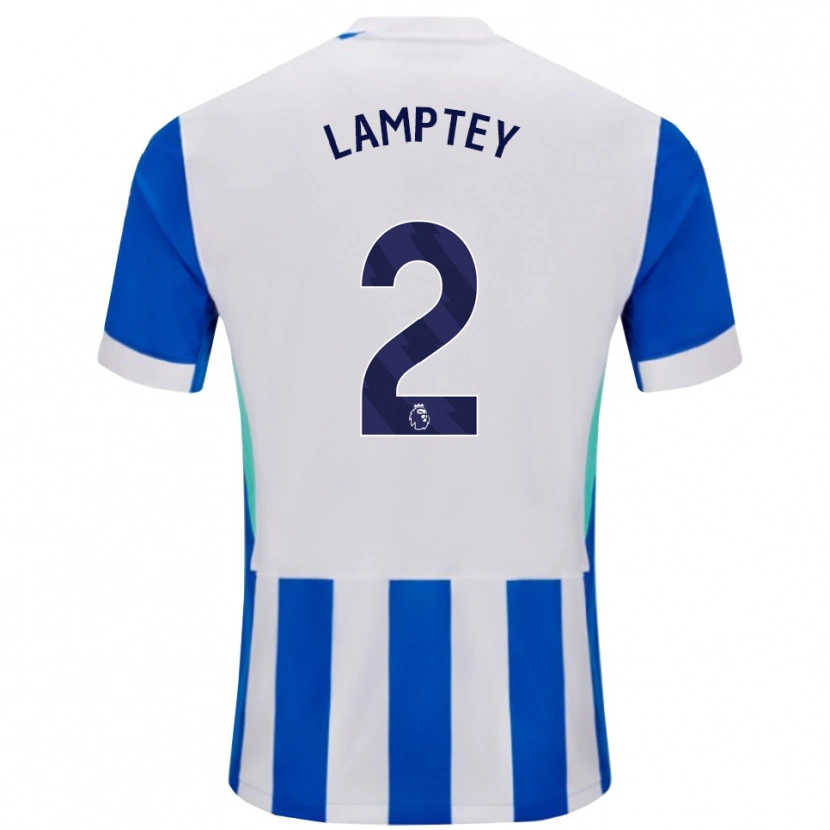 Danxen Męski Tariq Lamptey #2 Niebiesko-Biały Domowa Koszulka 2025/26 Koszulki Klubowe
