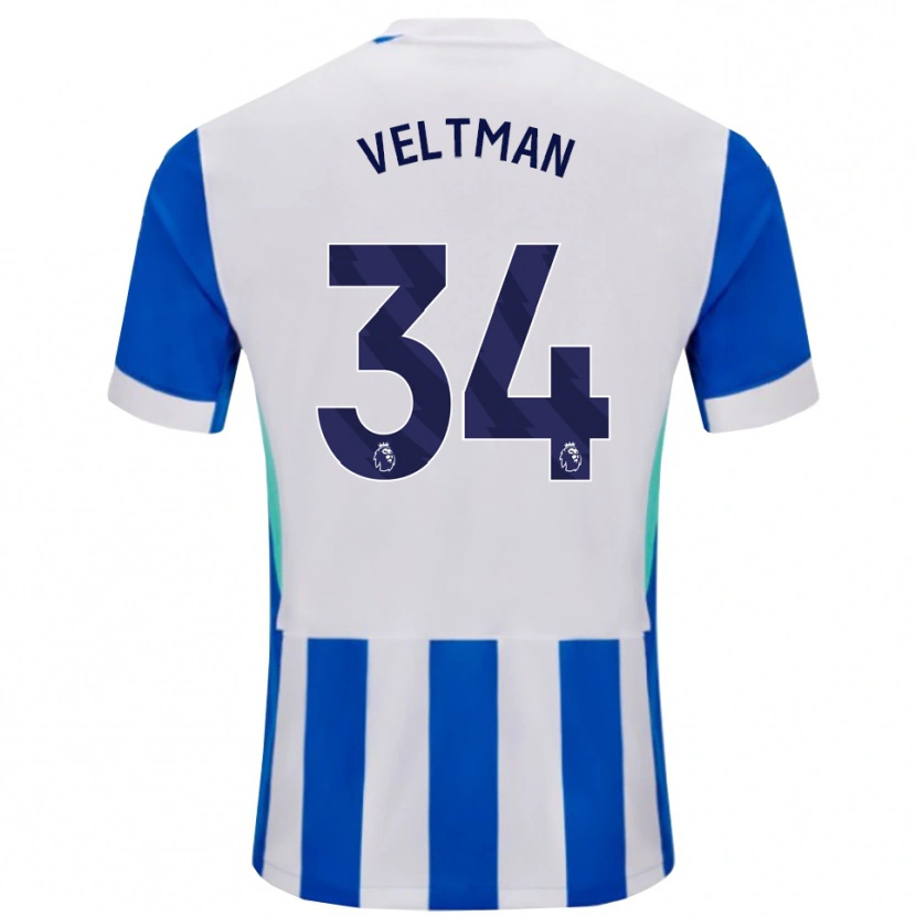 Danxen Męski Joël Veltman #34 Niebiesko-Biały Domowa Koszulka 2025/26 Koszulki Klubowe