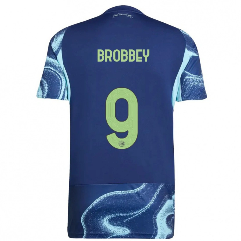 Danxen Męski Brian Brobbey #9 Granatowo-Błękitny Wyjazdowa Koszulka 2025/26 Koszulki Klubowe