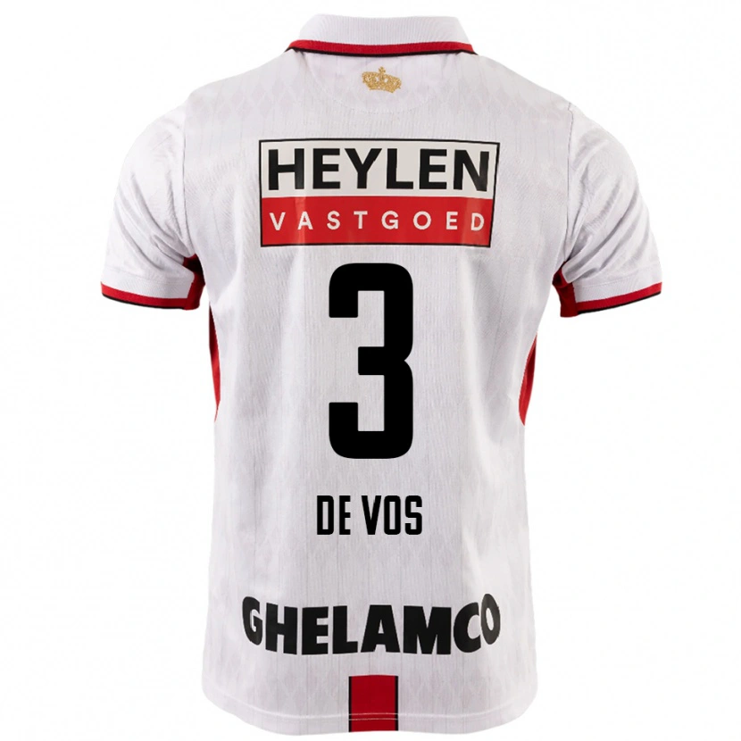Danxen Męski Lucas De Vos #3 Biało-Czerwony Wyjazdowa Koszulka 2025/26 Koszulki Klubowe