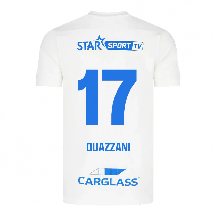 Danxen Męski Fady Ouazzani #17 Biało-Niebieski Wyjazdowa Koszulka 2025/26 Koszulki Klubowe