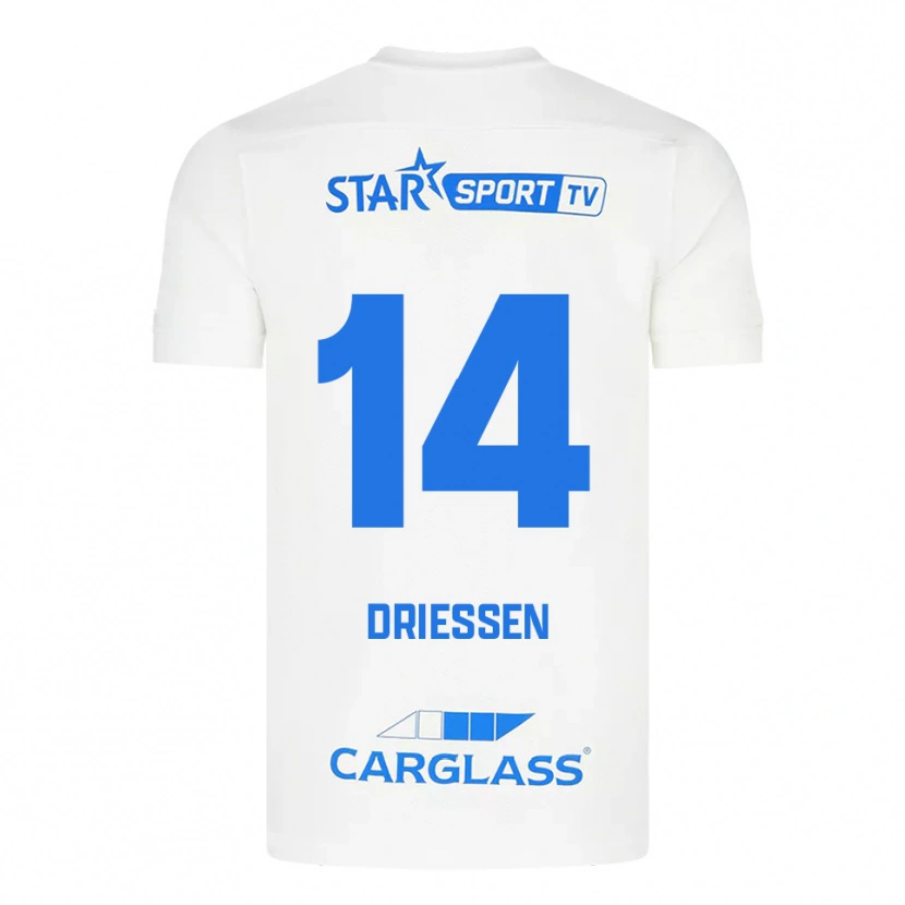 Danxen Męski Jelle Driessen #14 Biało-Niebieski Wyjazdowa Koszulka 2025/26 Koszulki Klubowe