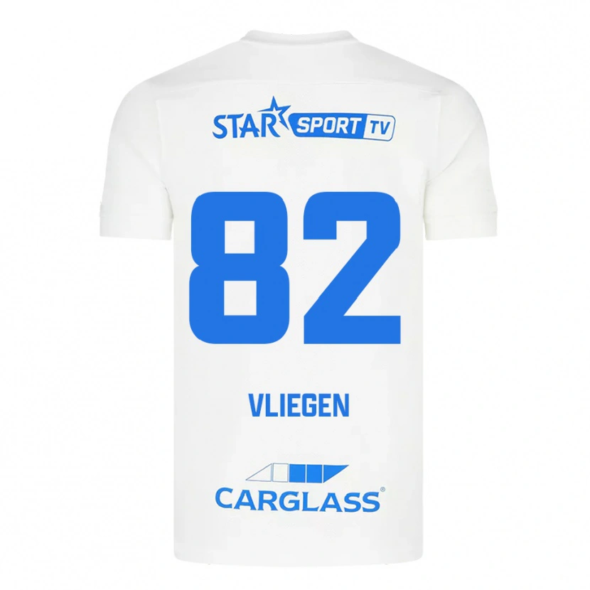 Danxen Męski Olivier Vliegen #82 Biało-Niebieski Wyjazdowa Koszulka 2025/26 Koszulki Klubowe