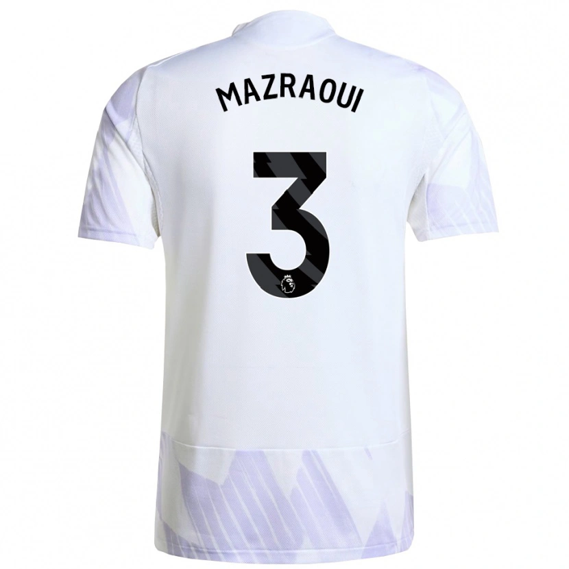 Danxen Męski Noussair Mazraoui #3 Biało-Fioletowo-Fioletowy Wyjazdowa Koszulka 2025/26 Koszulki Klubowe
