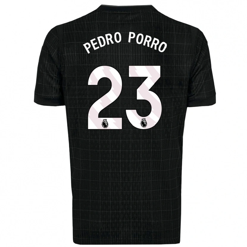 Danxen Męski Pedro Porro #23 Czarno-Szary Wyjazdowa Koszulka 2025/26 Koszulki Klubowe