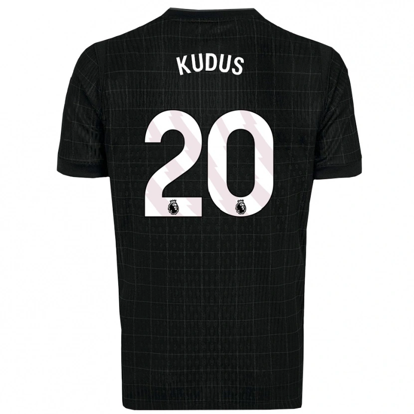 Danxen Męski Mohammed Kudus #20 Czarno-Szary Wyjazdowa Koszulka 2025/26 Koszulki Klubowe