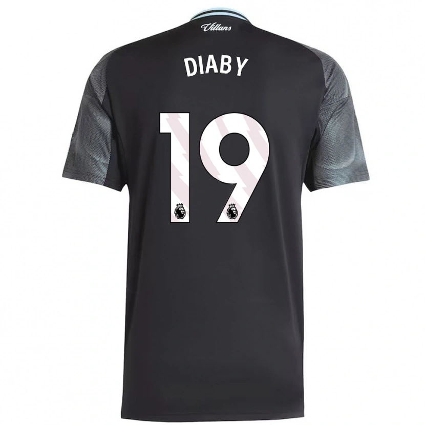 Danxen Męski Moussa Diaby #19 Czarno-Błękitny Wyjazdowa Koszulka 2025/26 Koszulki Klubowe