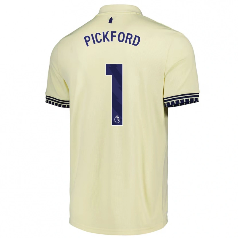Danxen Męski Jordan Pickford #1 Złamana Biel Czarny Wyjazdowa Koszulka 2025/26 Koszulki Klubowe