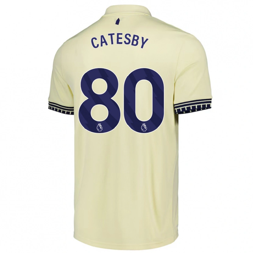 Danxen Męski Joel Catesby #80 Złamana Biel Czarny Wyjazdowa Koszulka 2025/26 Koszulki Klubowe