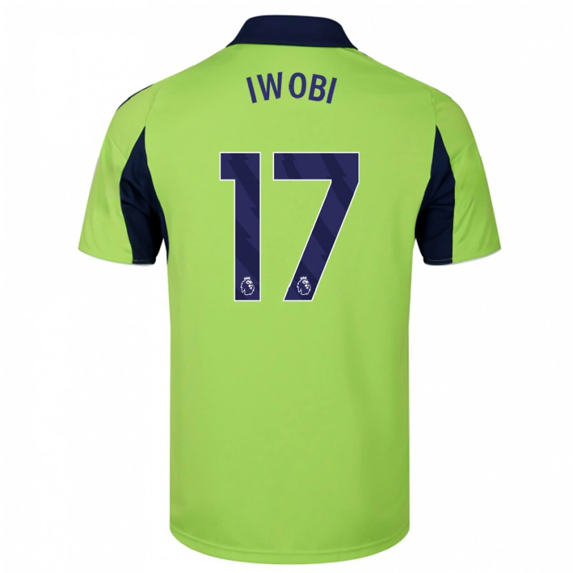 Danxen Męski Alex Iwobi #17 Zielono-Granatowo-Biały Wyjazdowa Koszulka 2025/26 Koszulki Klubowe