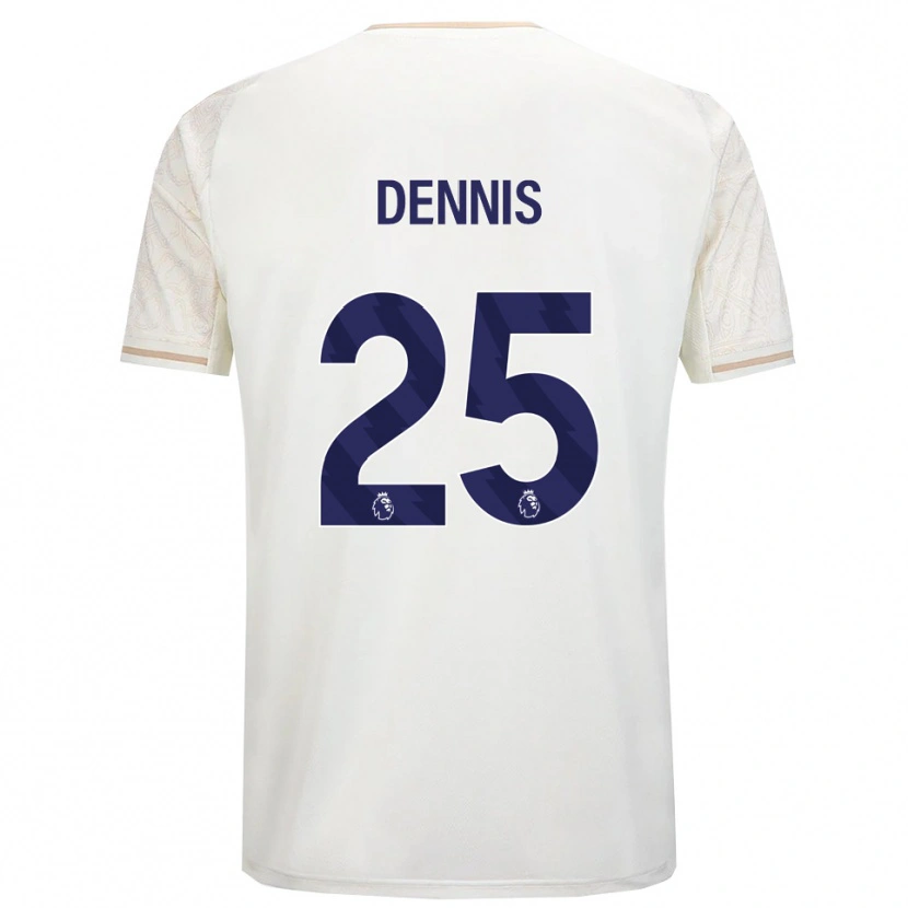 Danxen Męski Emmanuel Dennis #25 Złamana Biel Czarny Wyjazdowa Koszulka 2025/26 Koszulki Klubowe