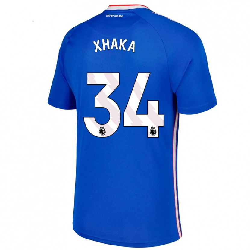 Danxen Męski Granit Xhaka #34 Niebiesko-Biały Wyjazdowa Koszulka 2025/26 Koszulki Klubowe