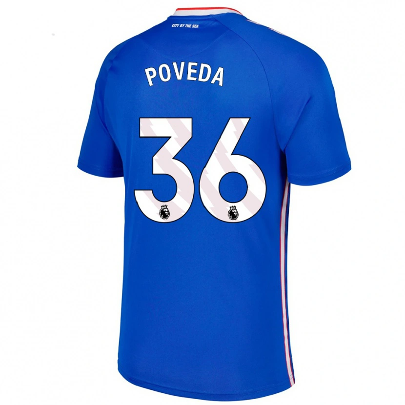 Danxen Męski Ian Poveda #36 Niebiesko-Biały Wyjazdowa Koszulka 2025/26 Koszulki Klubowe