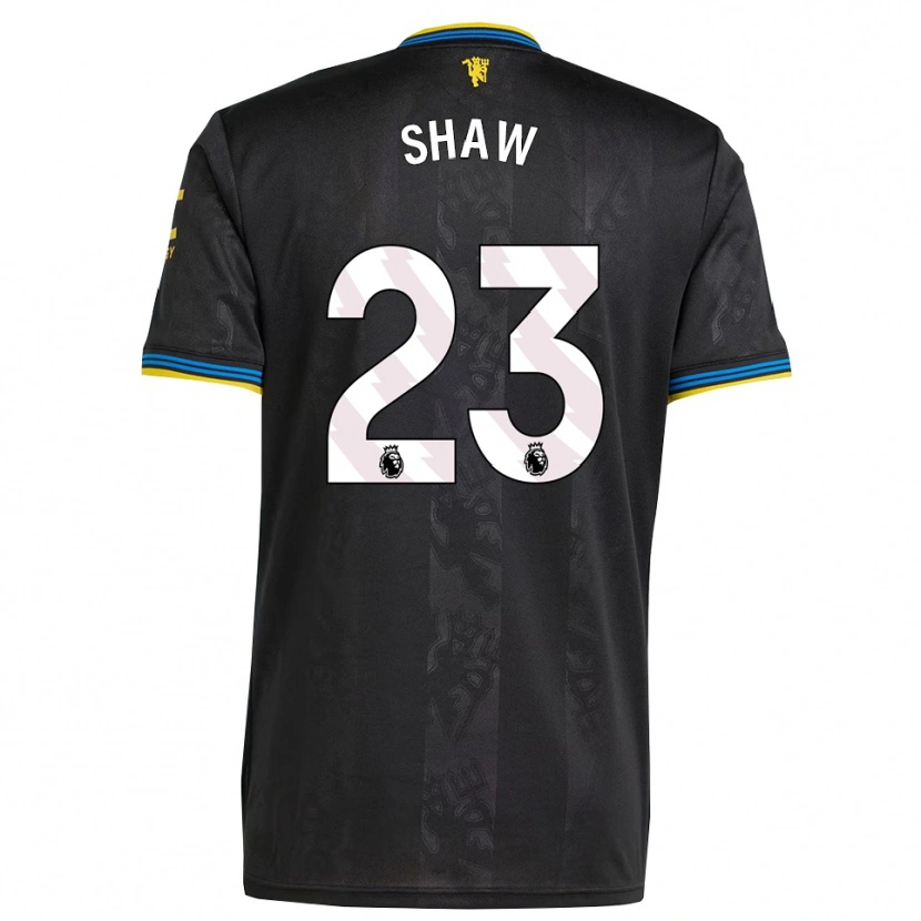 Danxen Męski Luke Shaw #23 Czarno-Żółto-Niebieski Trzeci Komplet Koszulka 2025/26 Koszulki Klubowe