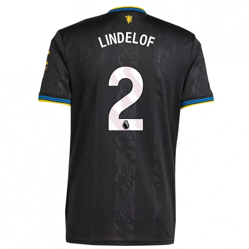 Danxen Męski Victor Lindelof #2 Czarno-Żółto-Niebieski Trzeci Komplet Koszulka 2025/26 Koszulki Klubowe