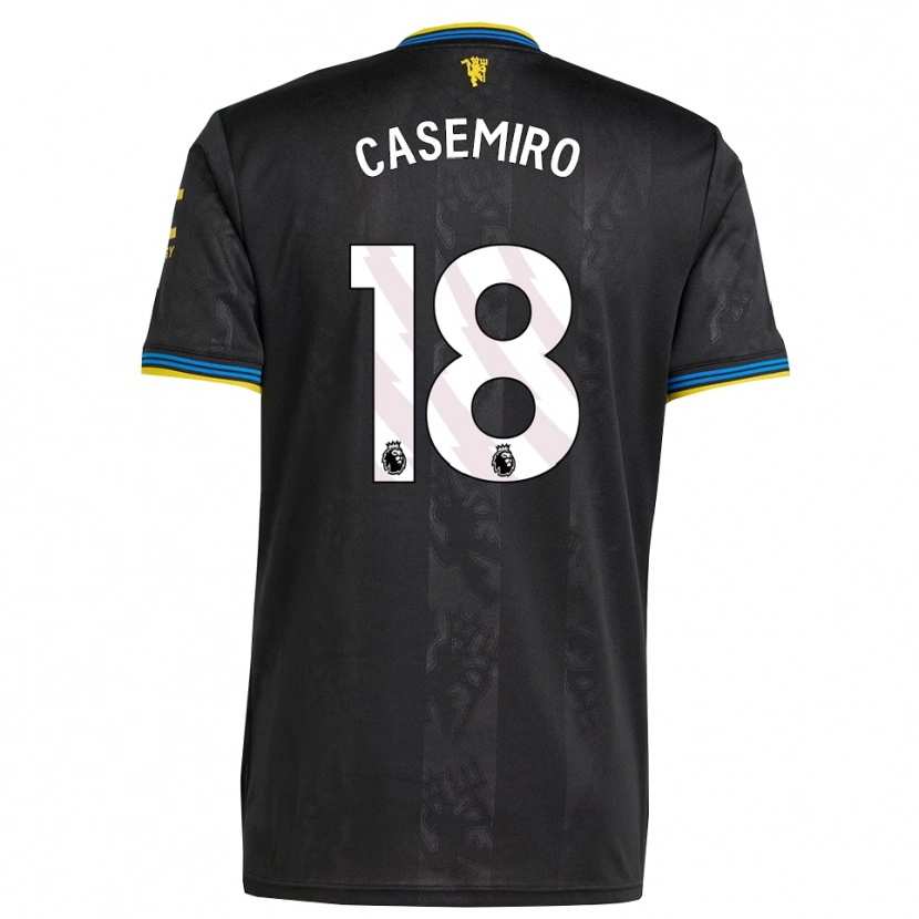 Danxen Męski Casemiro #18 Czarno-Żółto-Niebieski Trzeci Komplet Koszulka 2025/26 Koszulki Klubowe