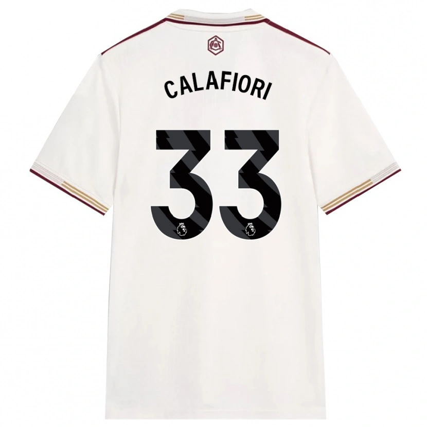 Danxen Męski Riccardo Calafiori #33 Złamana Biel Burgund Trzeci Komplet Koszulka 2025/26 Koszulki Klubowe