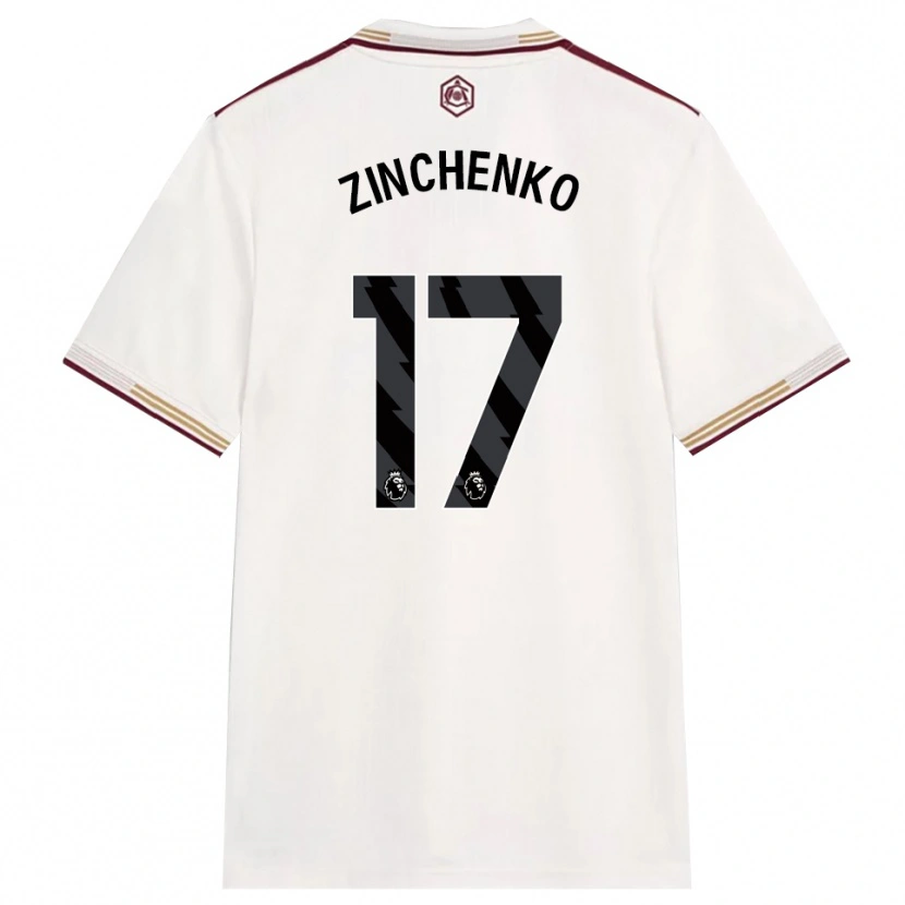 Danxen Męski Oleksandr Zinchenko #17 Złamana Biel Burgund Trzeci Komplet Koszulka 2025/26 Koszulki Klubowe