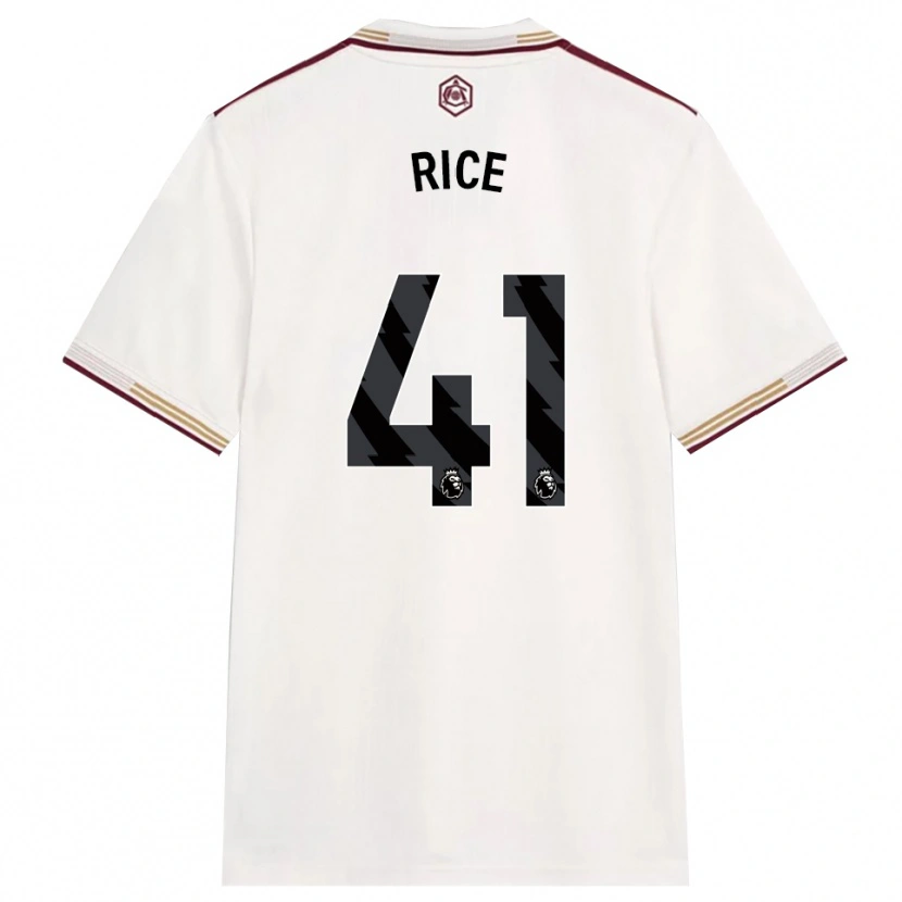 Danxen Męski Declan Rice #41 Złamana Biel Burgund Trzeci Komplet Koszulka 2025/26 Koszulki Klubowe