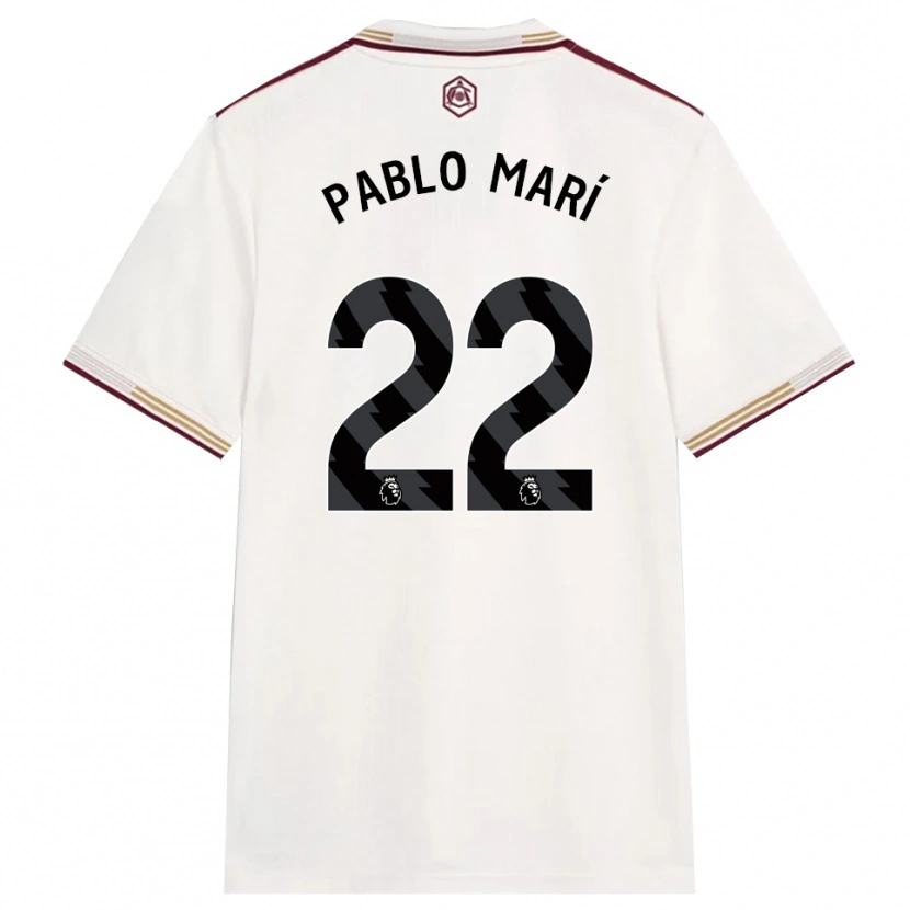 Danxen Męski Pablo Mari #22 Złamana Biel Burgund Trzeci Komplet Koszulka 2025/26 Koszulki Klubowe