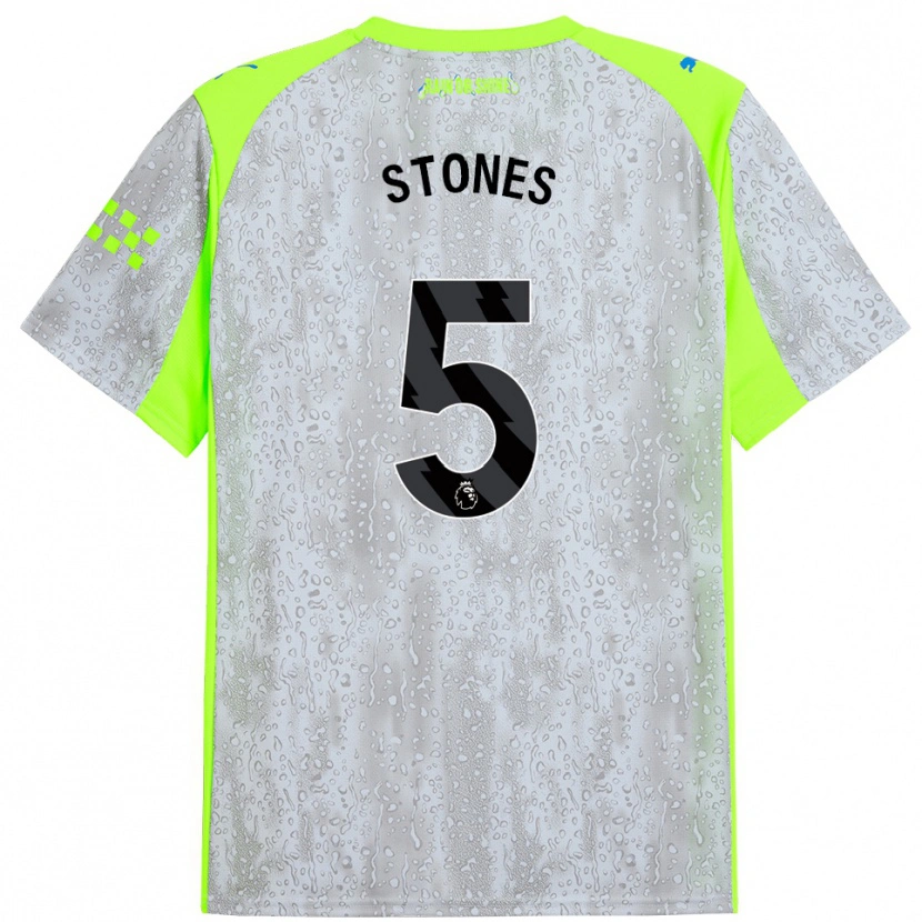 Danxen Męski John Stones #5 Szaro-Żółty Trzeci Komplet Koszulka 2025/26 Koszulki Klubowe