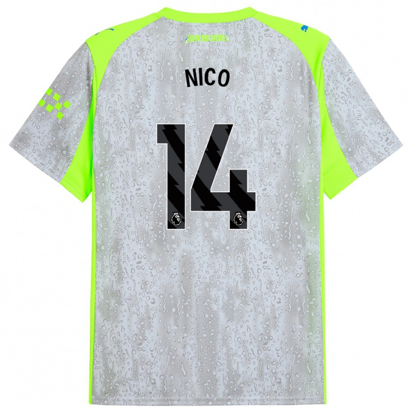 Danxen Męski Nico González #14 Szaro-Żółty Trzeci Komplet Koszulka 2025/26 Koszulki Klubowe