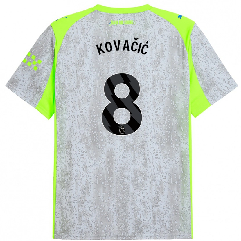 Danxen Męski Mateo Kovacic #8 Szaro-Żółty Trzeci Komplet Koszulka 2025/26 Koszulki Klubowe