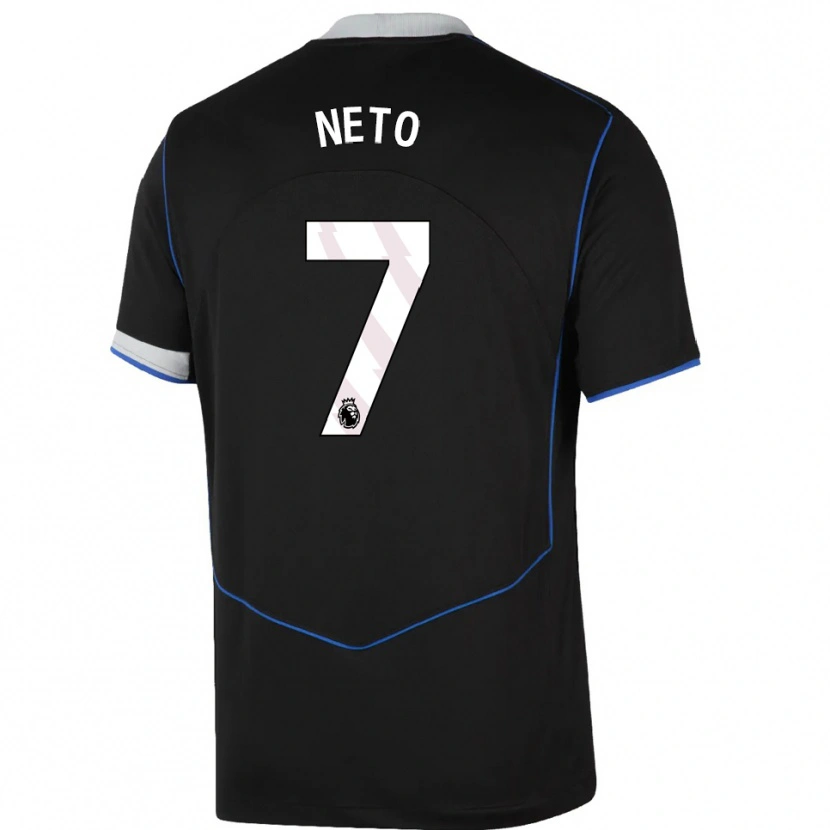 Danxen Męski Pedro Neto #7 Czarno-Niebiesko-Srebrny Trzeci Komplet Koszulka 2025/26 Koszulki Klubowe