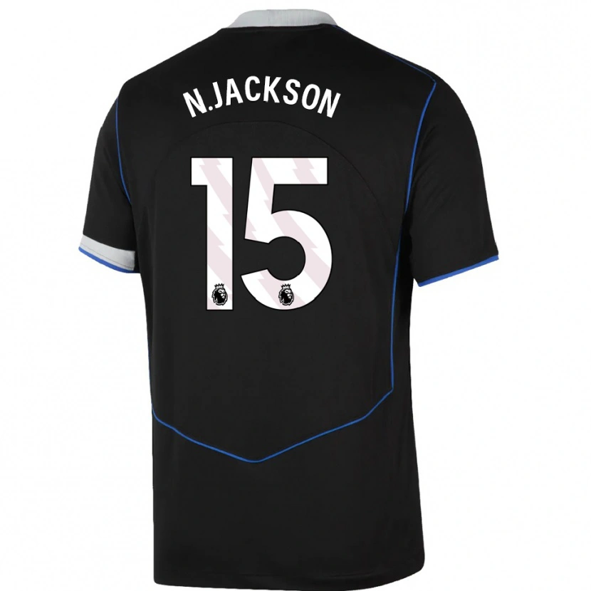 Danxen Męski Nicolas Jackson #15 Czarno-Niebiesko-Srebrny Trzeci Komplet Koszulka 2025/26 Koszulki Klubowe