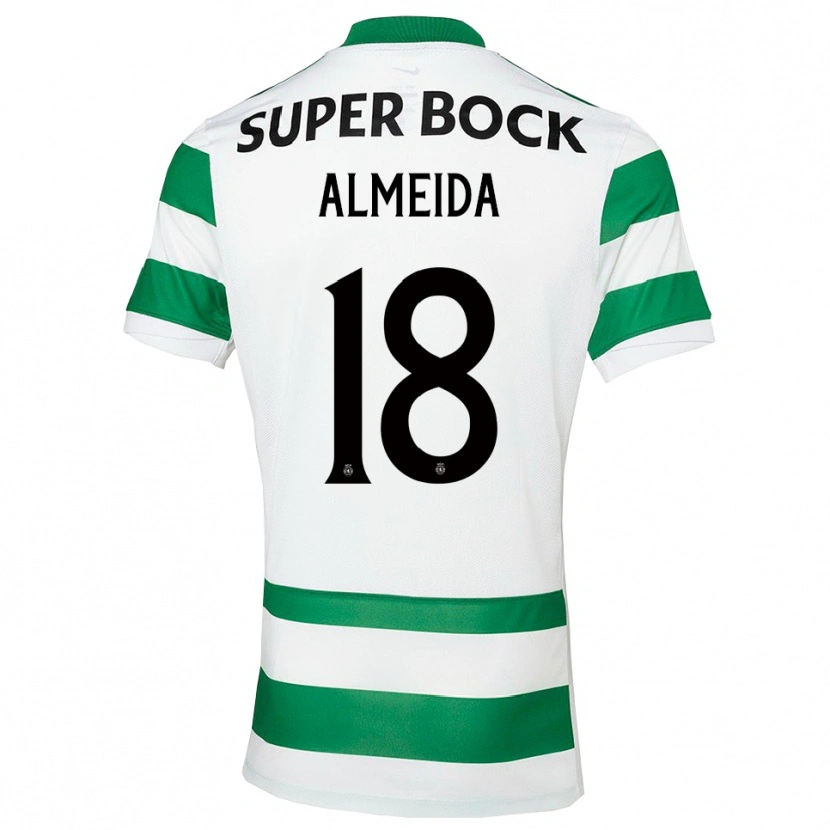 Danxen Kobiety Miguel Almeida #18 Zielono-Biały Domowa Koszulka 2025/26 Koszulki Klubowe