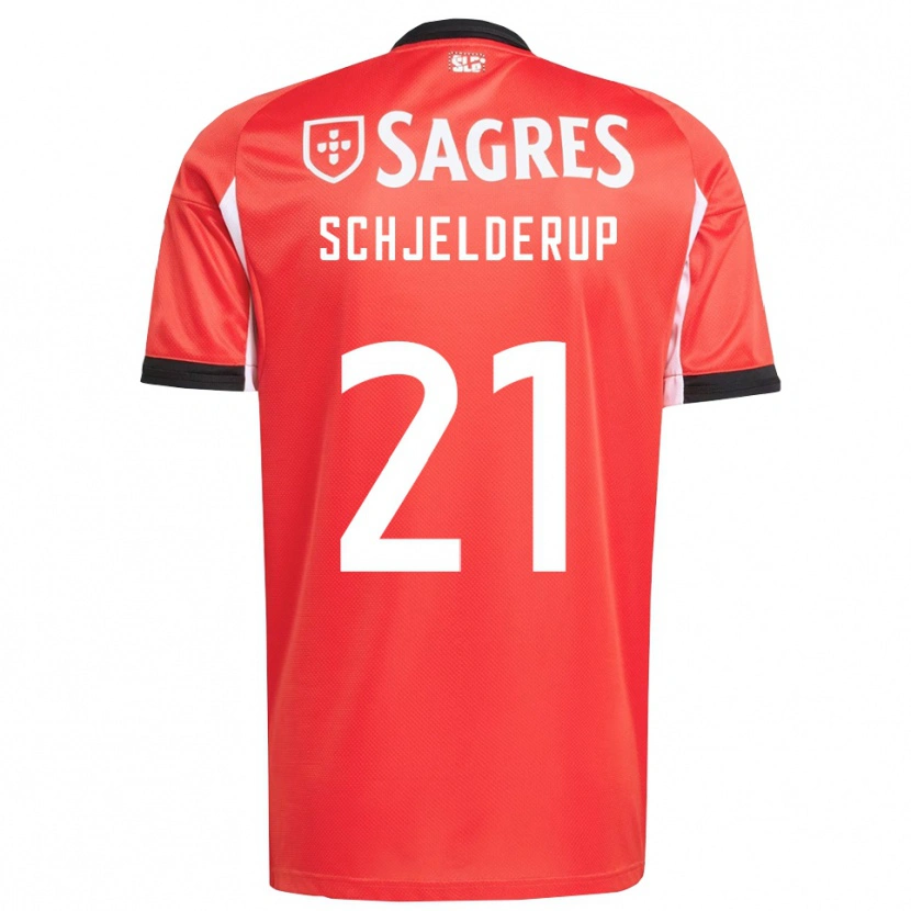 Danxen Kobiety Andreas Schjelderup #21 Czerwono-Biały Domowa Koszulka 2025/26 Koszulki Klubowe