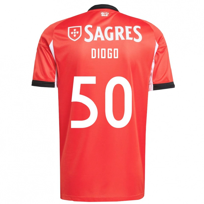 Danxen Kobiety Diogo Ferreira #50 Czerwono-Biały Domowa Koszulka 2025/26 Koszulki Klubowe