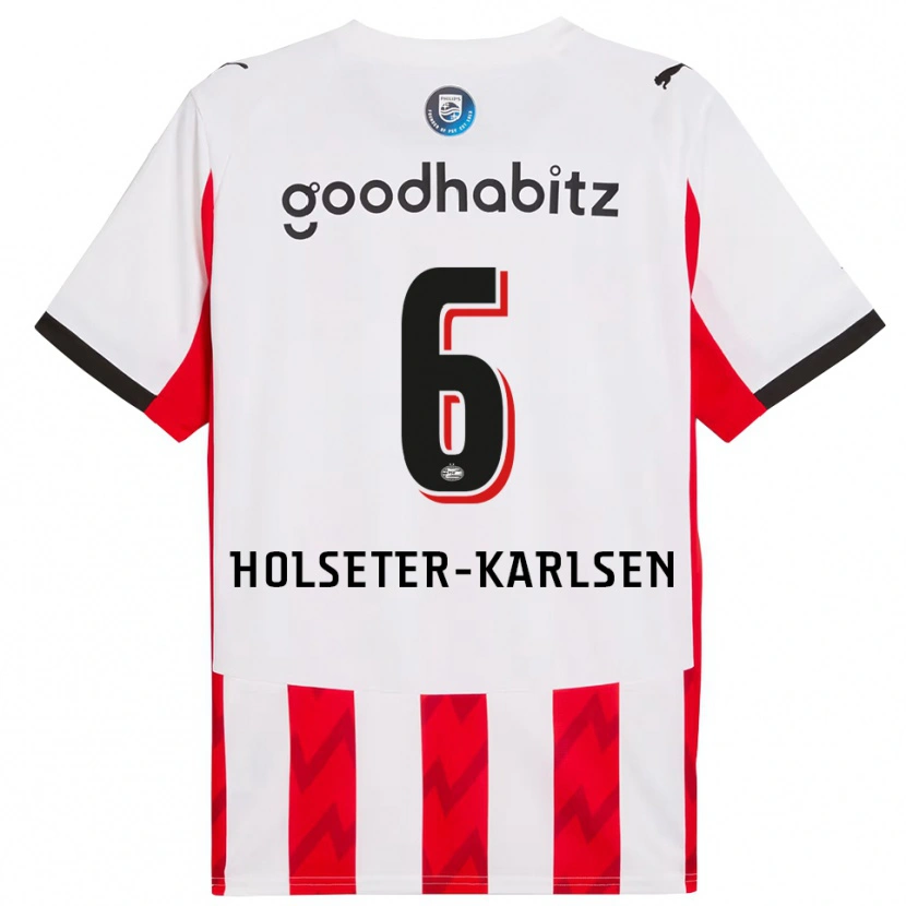 Danxen Kobiety Philip Holseter-Karlsen #6 Czerwono-Biały Domowa Koszulka 2025/26 Koszulki Klubowe